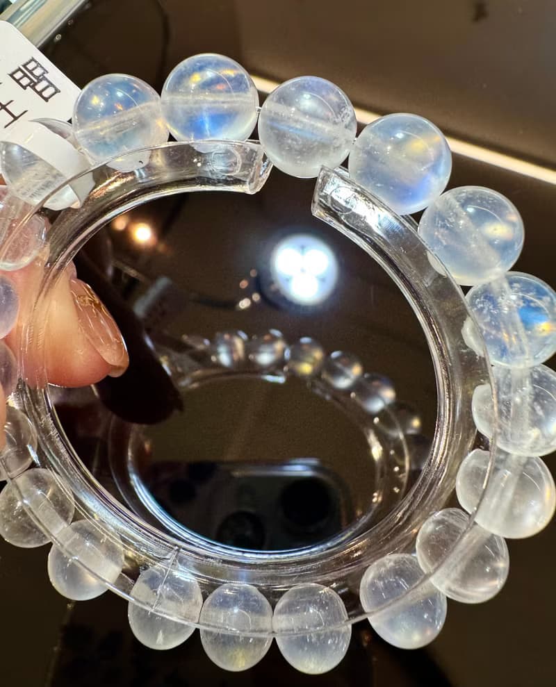 精品天然高彩藍月光水晶9.5mm23.61g人緣桃花提升魅力助眠緩解急