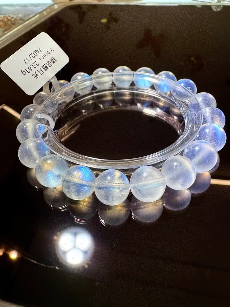 精品天然高彩藍月光水晶9.5mm23.61g人緣桃花提升魅力助眠緩解急