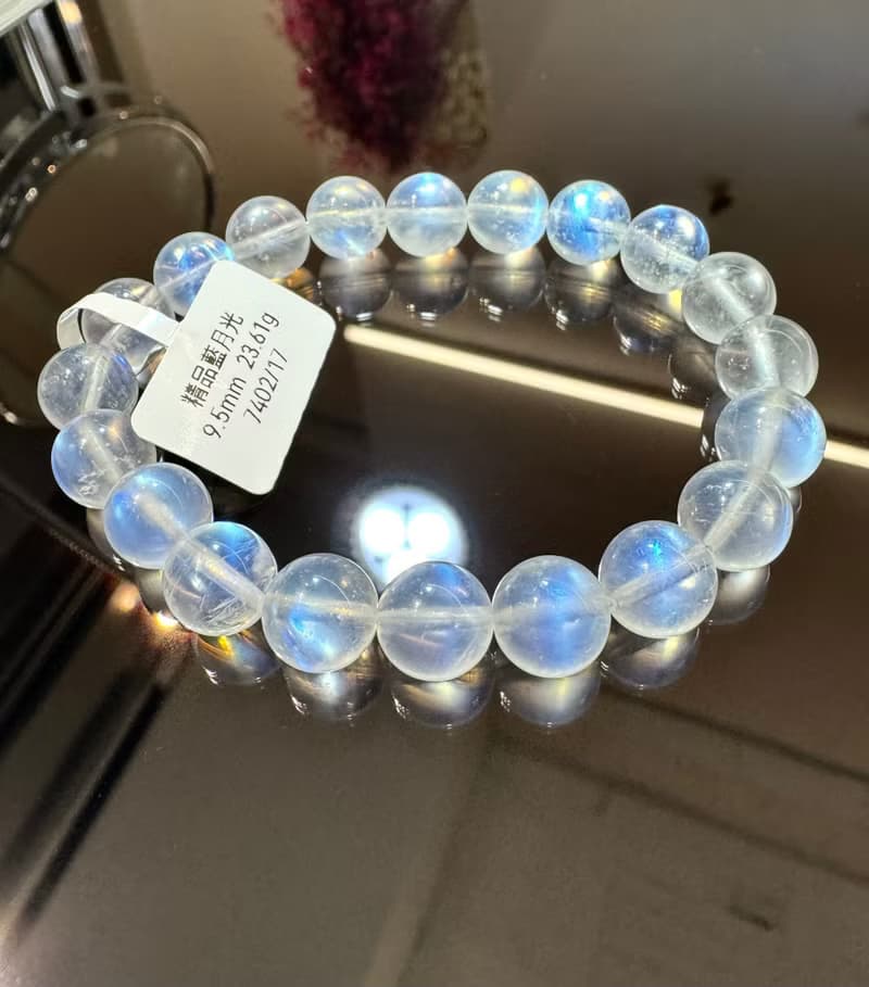 精品天然高彩藍月光水晶9.5mm23.61g人緣桃花提升魅力助眠緩解急