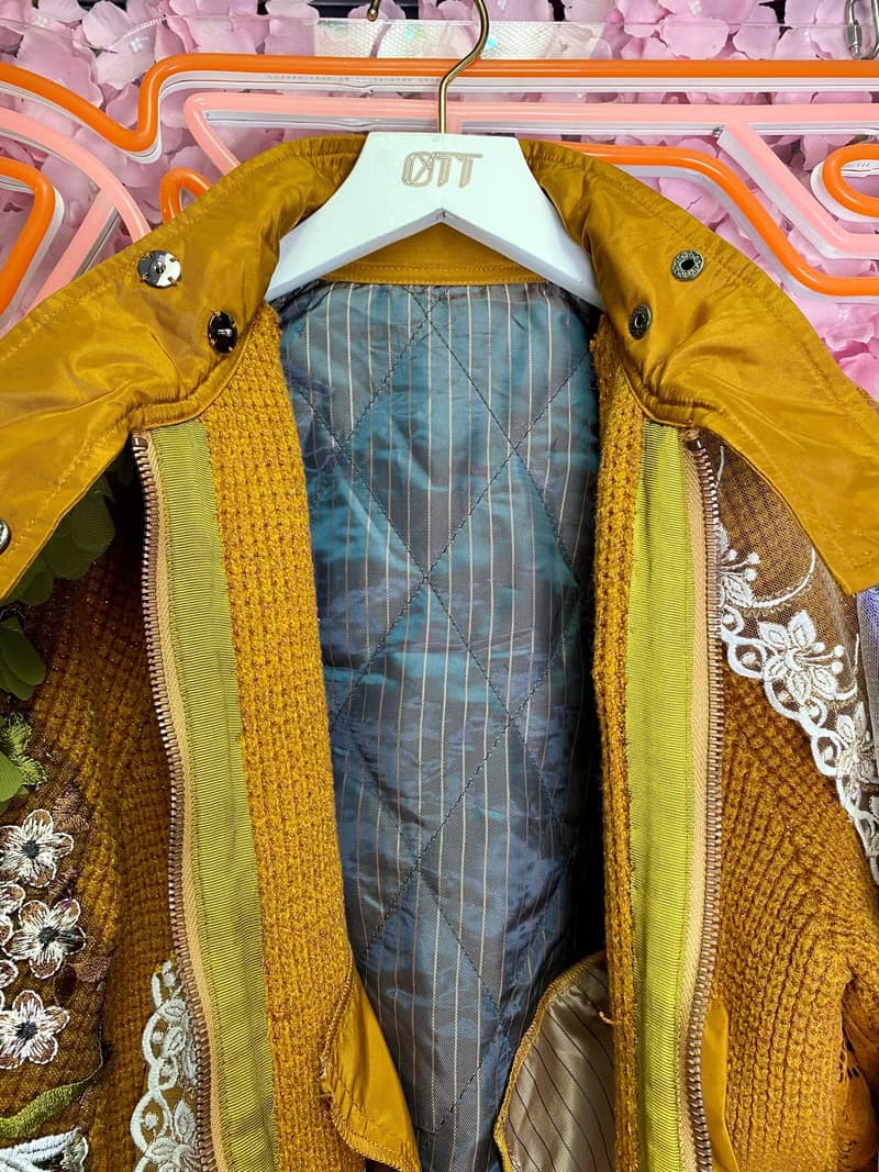 OTT獨一無二•蜜糖黃色閃閃毛織間棉刺繡蕾絲外套