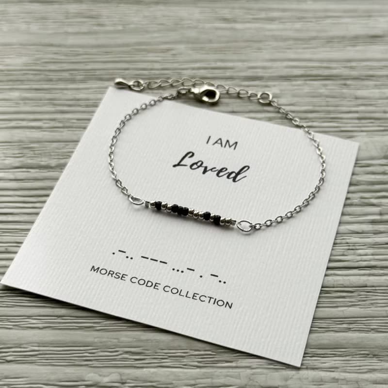 【療癒系列】被愛。I am Loved。摩斯密碼。米珠手鍊