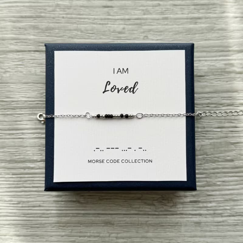 【療癒系列】被愛。I am Loved。摩斯密碼。米珠手鍊