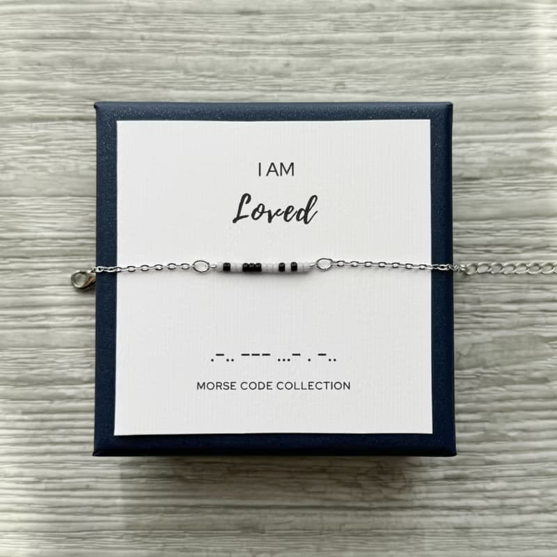 【療癒系列】被愛。I am Loved。摩斯密碼。米珠手鍊