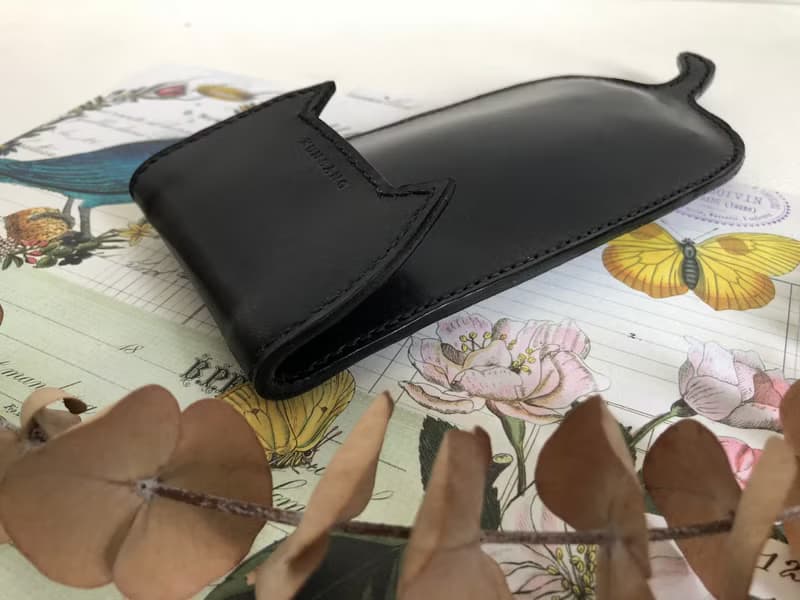 畢業禮物 貓咪造型筆袋筆盒 皮革手工縫製