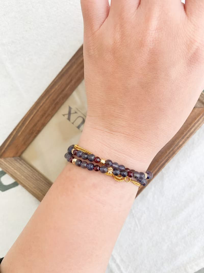 紫牙烏石榴石/血滴堇青石 手作設計款能量水晶手鍊