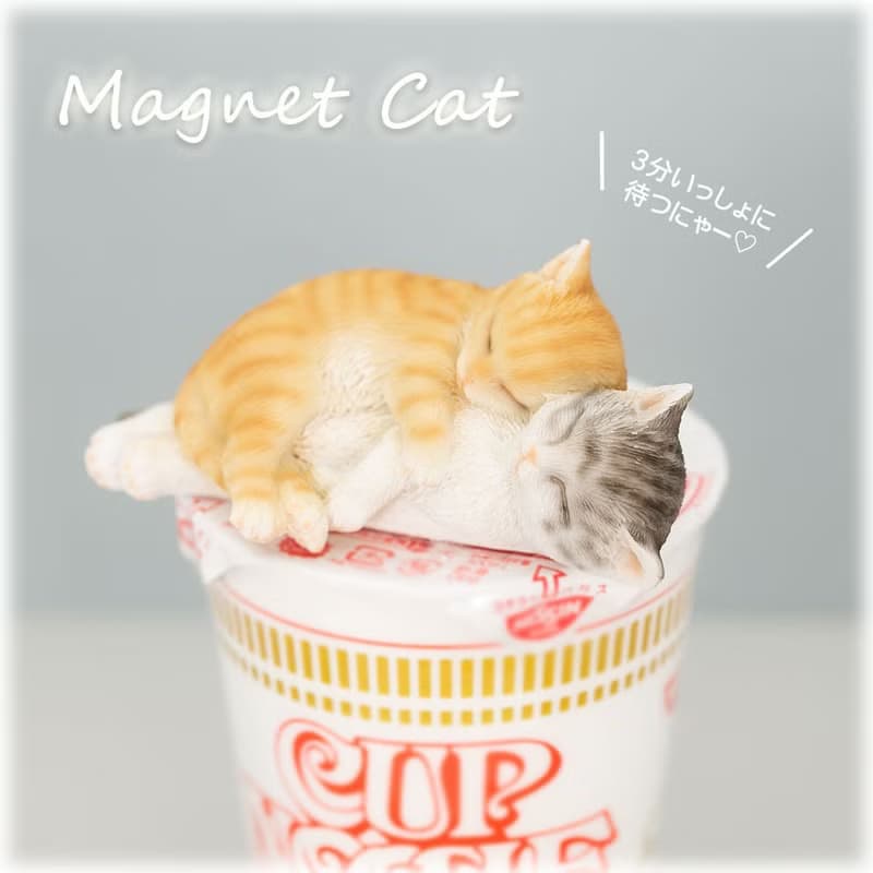 デバリエ 【正規品】猫の置物 サバトラ 茶トラ カップラーメン マグネット レジン製 ギフト かわいい 誕生日プレゼント  (おやすみy)cb018