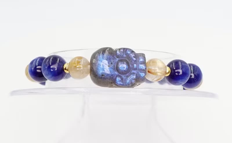 寶麗金珠寶-天然拉長石貔貅水晶手鍊