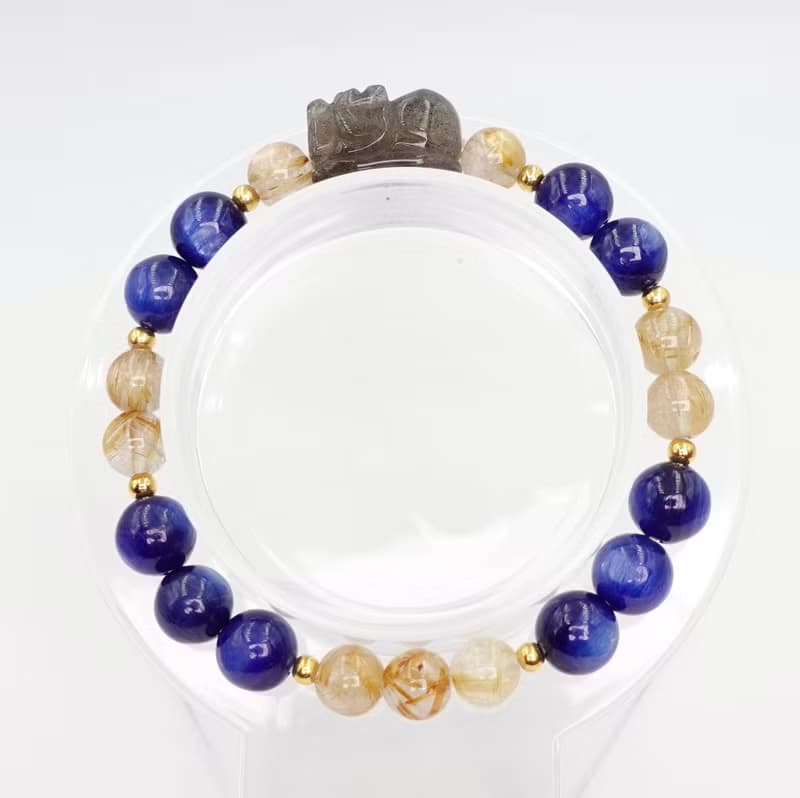 寶麗金珠寶-天然拉長石貔貅水晶手鍊