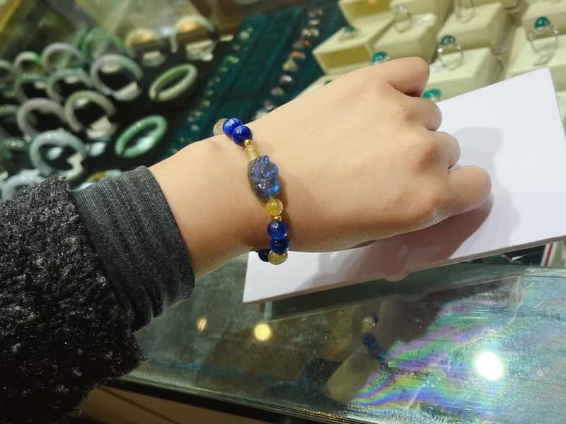 寶麗金珠寶-天然拉長石貔貅水晶手鍊