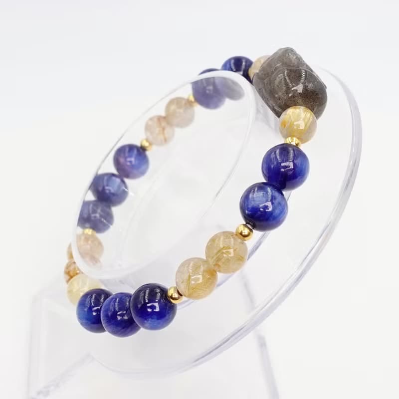 寶麗金珠寶-天然拉長石貔貅水晶手鍊