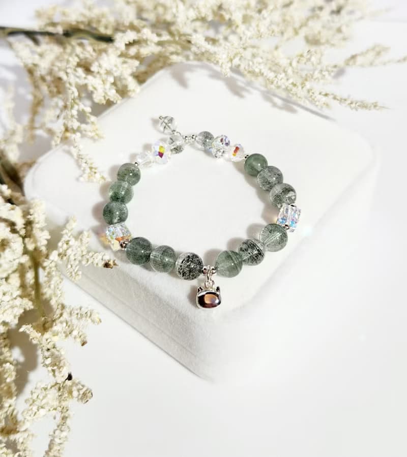 萌萌氣質 - 天然滿天星千層塔綠幽靈水晶手鍊