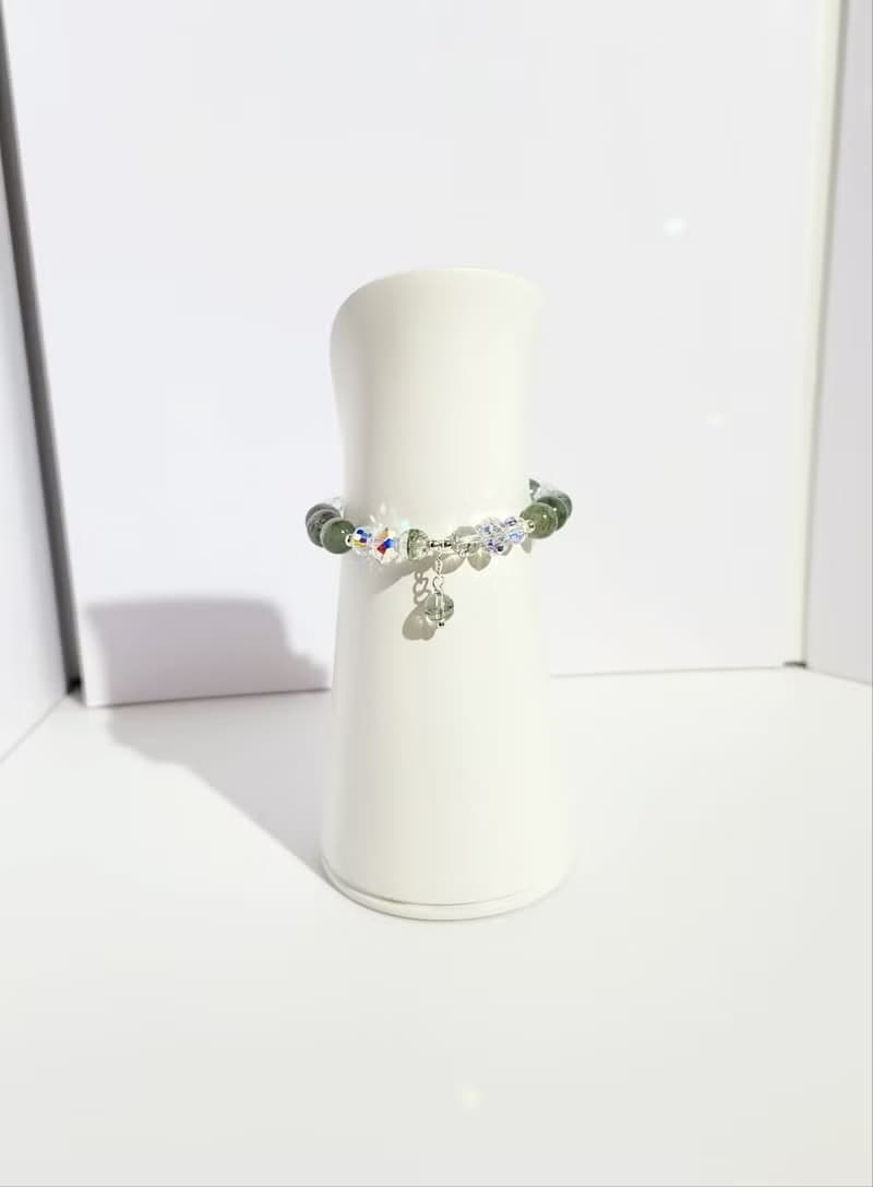 萌萌氣質 - 天然滿天星千層塔綠幽靈水晶手鍊