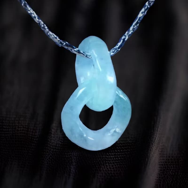 【永恆同心】冰種翡翠環環相扣項鍊 | 天然緬甸玉A貨翡翠 | 送禮