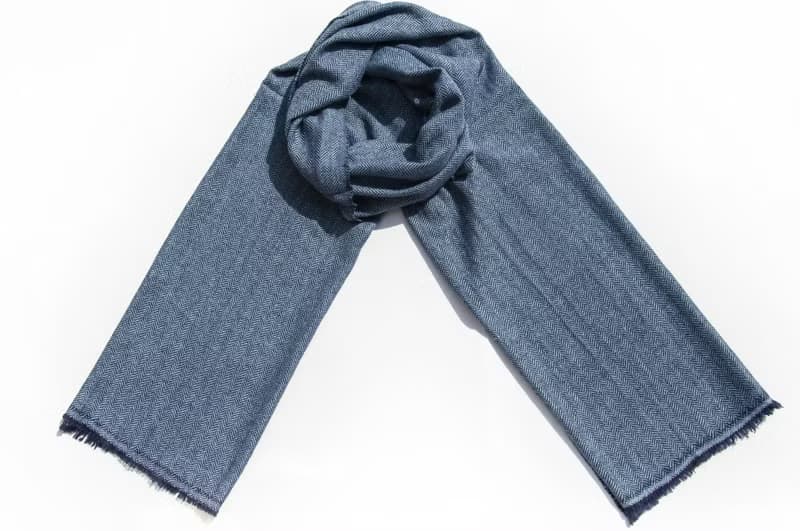 喀什米爾Cashmere 針織圍巾 純羊毛圍巾 手織圍巾 編織圍巾-海洋