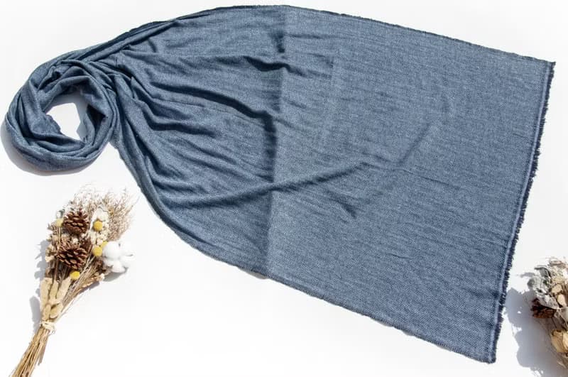 喀什米爾Cashmere 針織圍巾 純羊毛圍巾 手織圍巾 編織圍巾-海洋