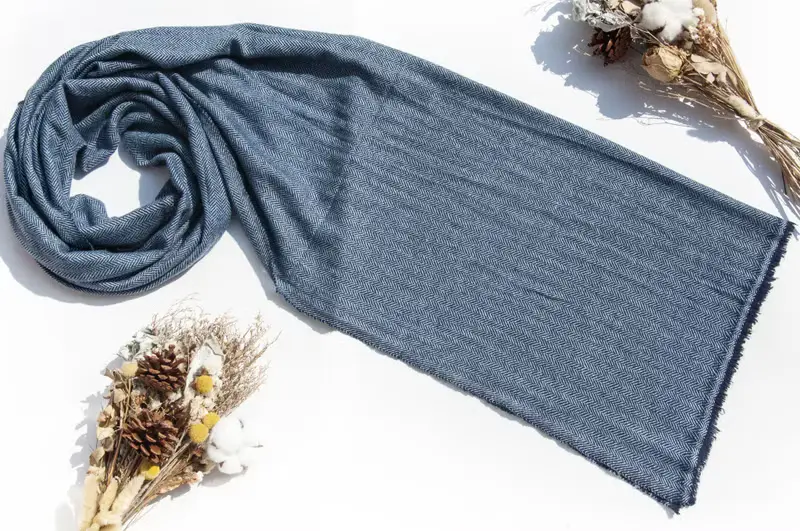 喀什米爾Cashmere 針織圍巾 純羊毛圍巾 手織圍巾 編織圍巾-海洋