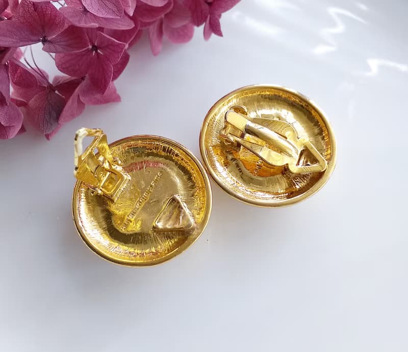 【西洋古董飾品 】Liz Claiborne 仿珠 簡約氣質 夾式耳環