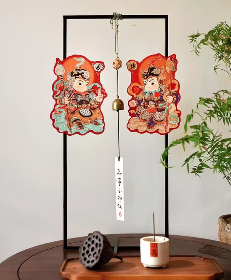 中國風 2025年蛇年可愛門神貼紙