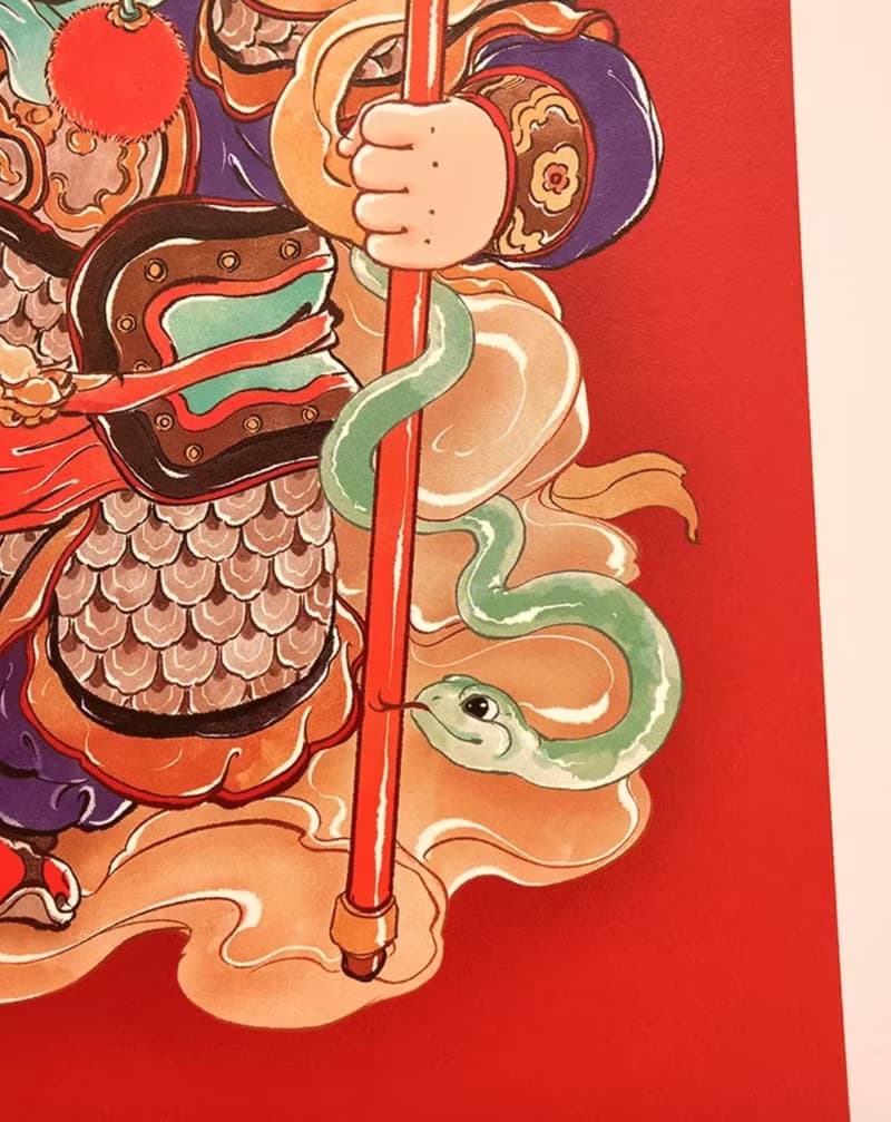中國風 2025年蛇年可愛門神貼紙