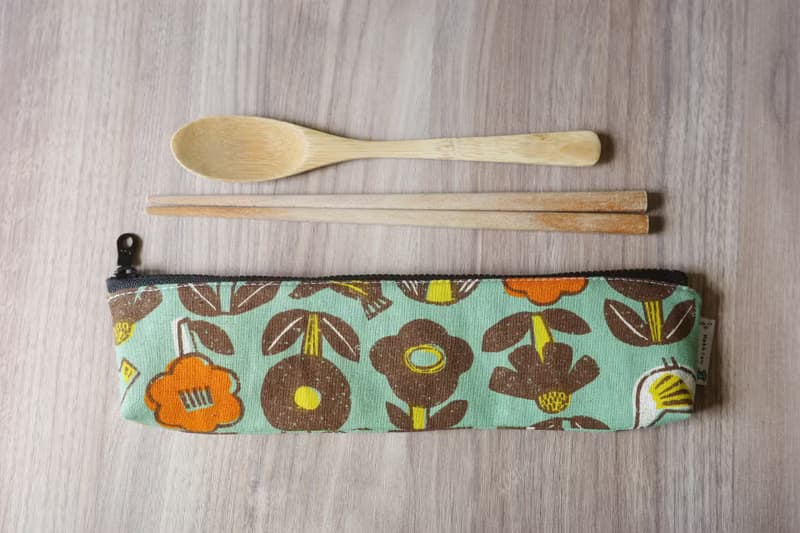 花園與鳥兒 綠 - 餐具袋 環保餐具袋 | 海柏手作