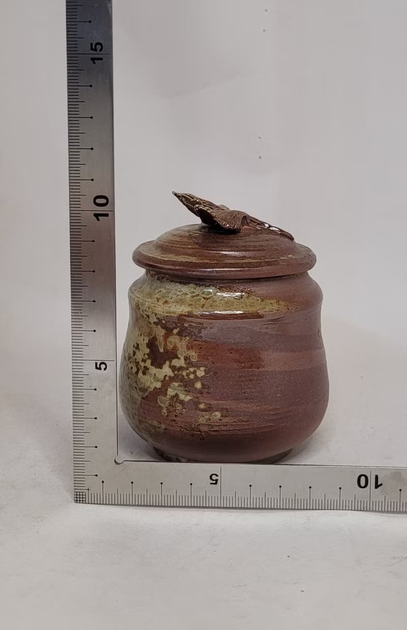 柴燒茶葉罐 柴燒茶倉 絞胎茶葉罐  柴燒食品罐