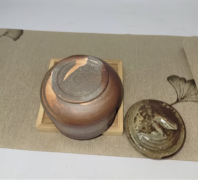 柴燒茶葉罐 柴燒茶倉 絞胎茶葉罐  柴燒食品罐
