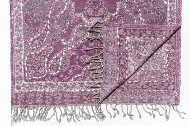 喀什米爾Cashmere/水煮羊毛披肩/針織圍巾/刺繡圍巾/羊絨披巾-花