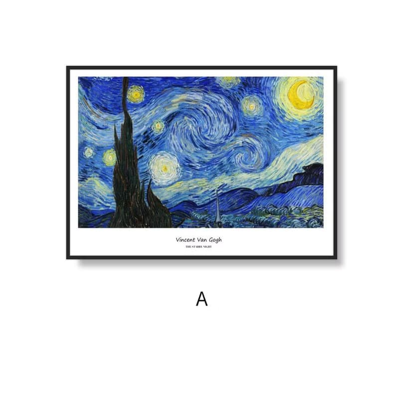 梵谷‧星夜-橫式_掛畫_名畫系列_台灣製造 兩個工作天快速出貨