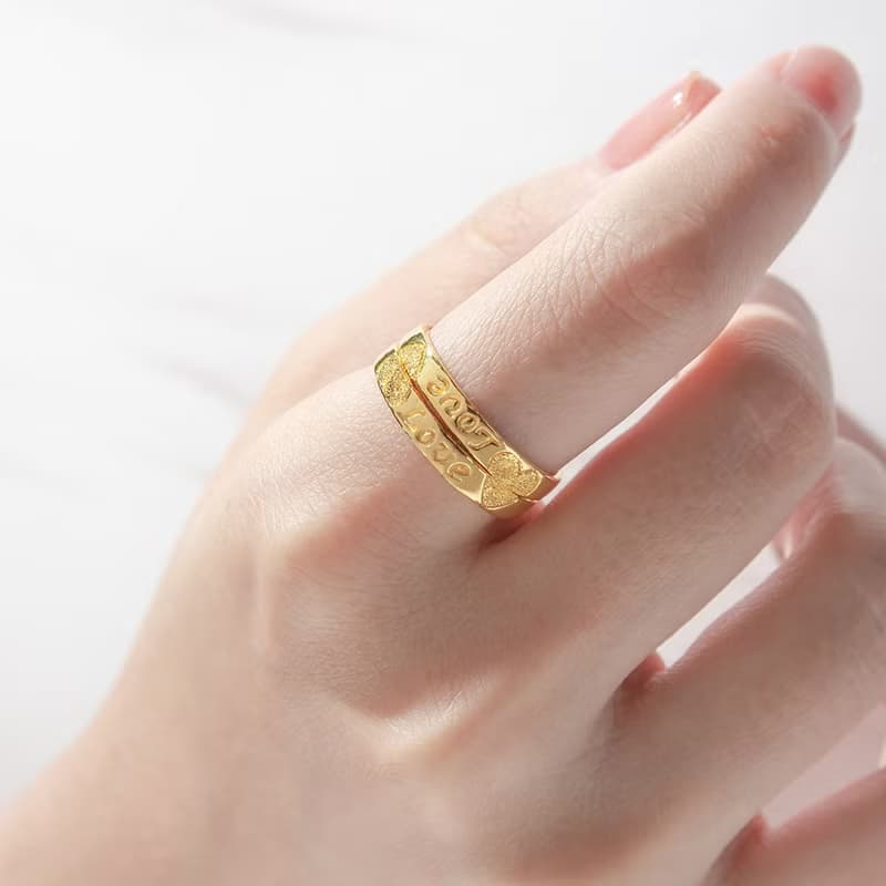 藏寶箱金飾 9999黃金純金 情侶對戒LOVE戒指/求婚戒/開口戒指