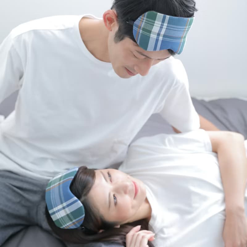 日本眼罩  優惠2件套|格紋 BLUE|有附收納袋|聖誕禮盒|聖誕節