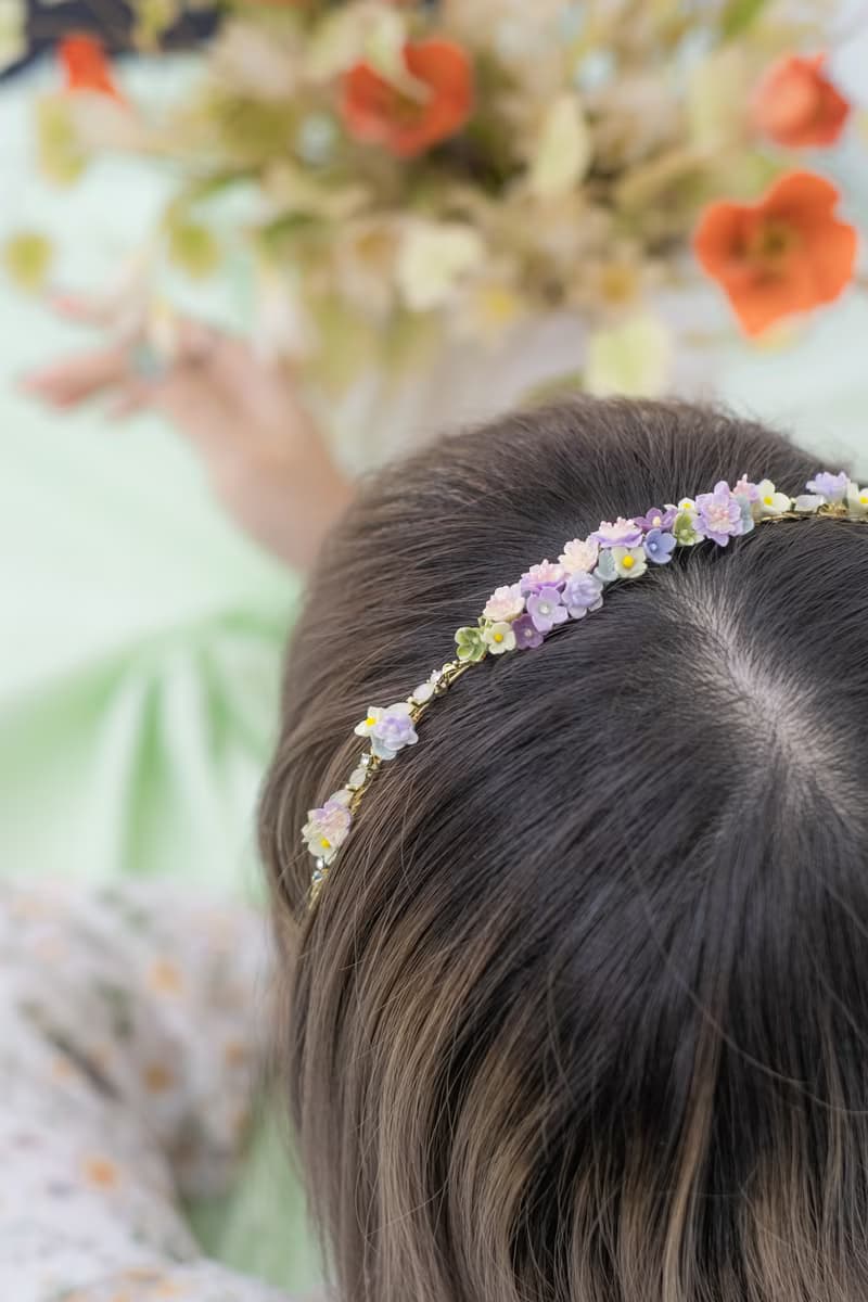 翠綠紫羅蘭園花束髮箍