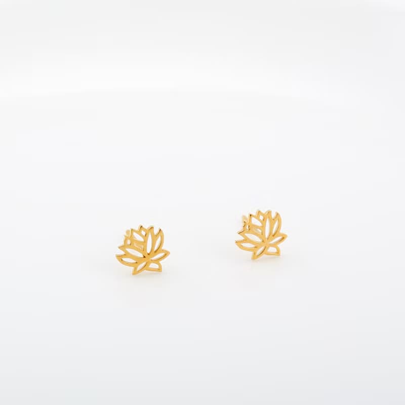 【Angel & Me】愛 蓮花 一對 s925 純銀 厚鍍24k純金 耳環 耳夾