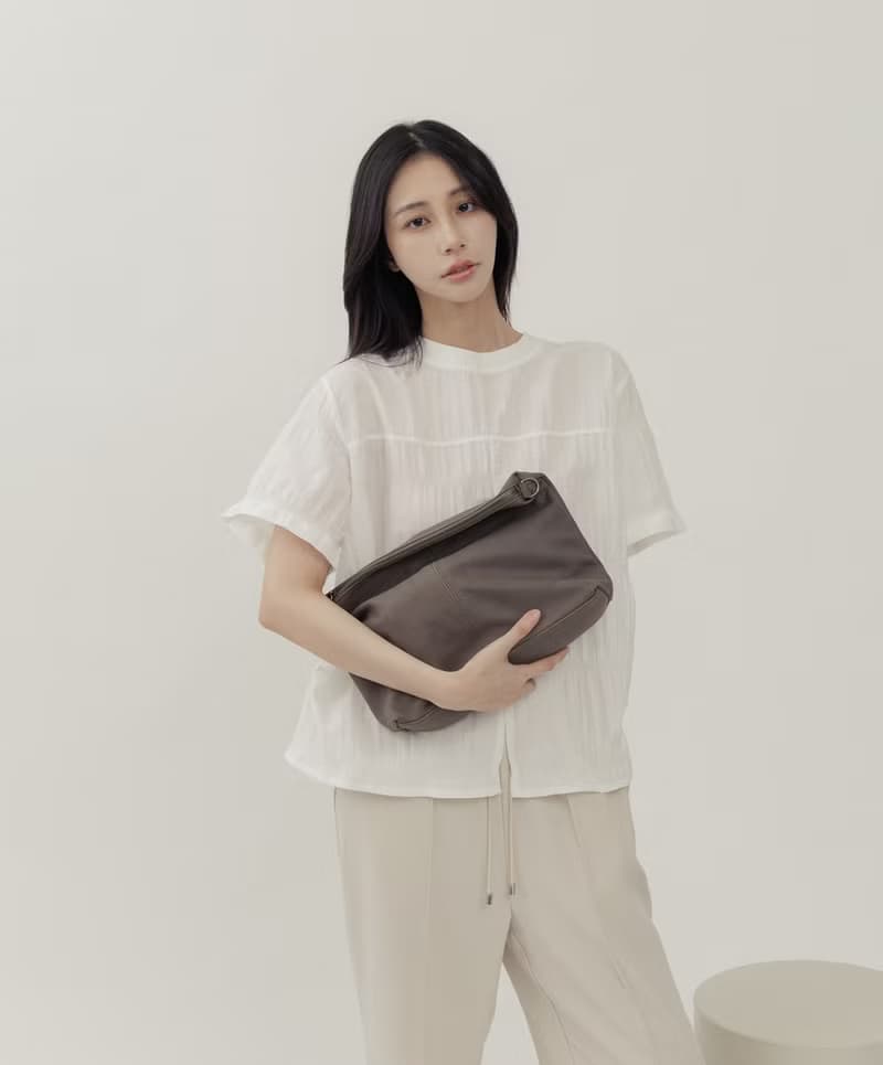 supportingrole 簡約設計子母包真皮手提肩側背托特包 灰