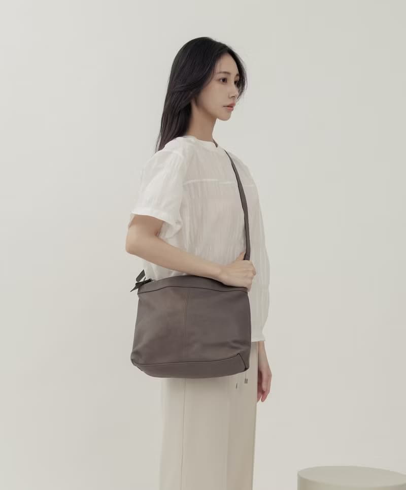 supportingrole 簡約設計子母包真皮手提肩側背托特包 灰