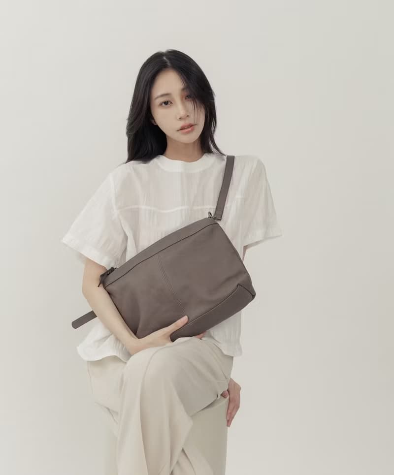 supportingrole 簡約設計子母包真皮手提肩側背托特包 灰
