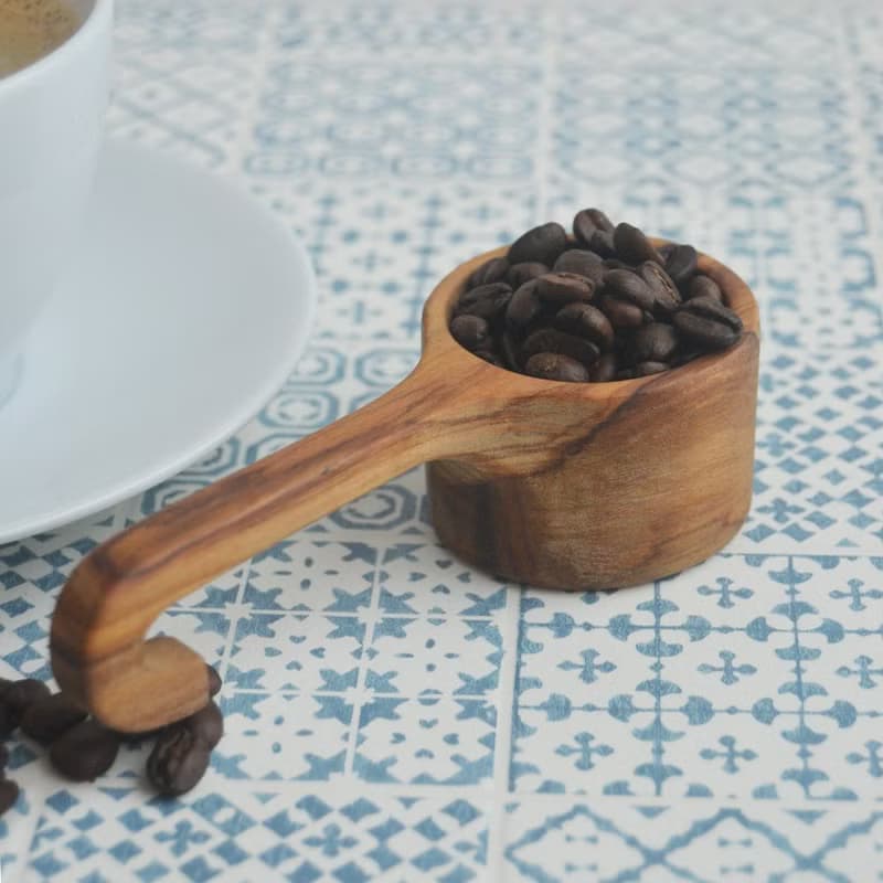 日本【SALUS 佐藤金屬】橄欖木咖啡量匙-彎柄