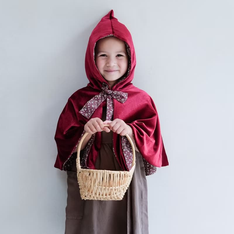 英國Mimi & Lula_AW24_變裝派對-小紅帽絨質連帽披風