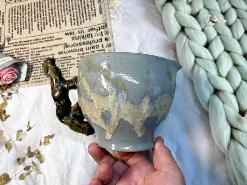 手作 手捏陶 釉彩茶壺 咖啡壺 飲料壺