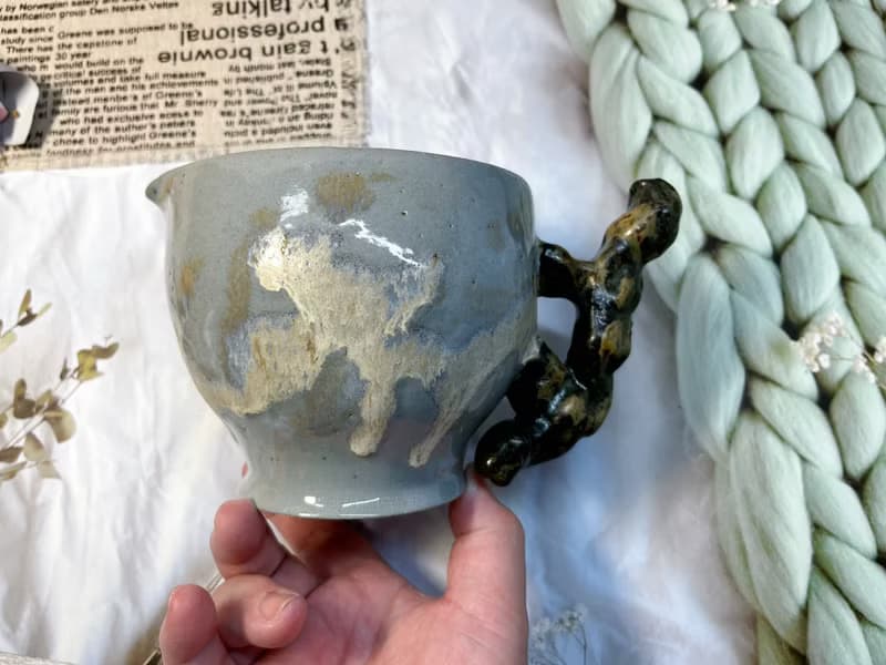 手作 手捏陶 釉彩茶壺 咖啡壺 飲料壺