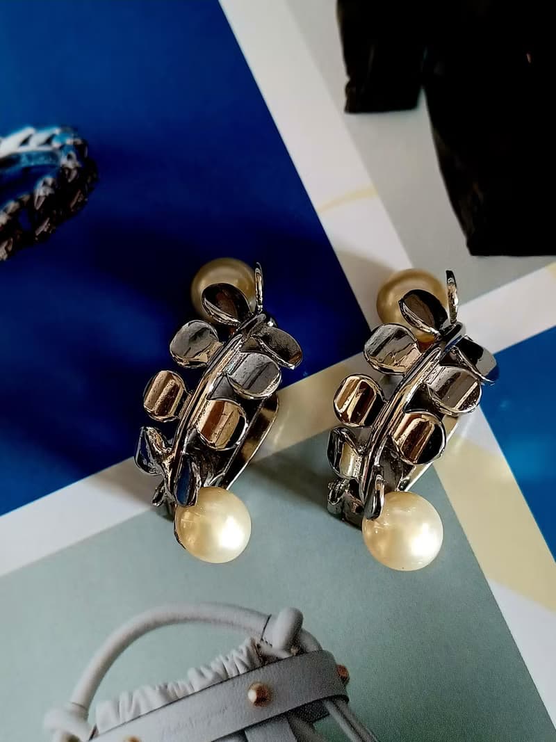 vintage jewelry 氣質珍珠幸運草 夾式耳環