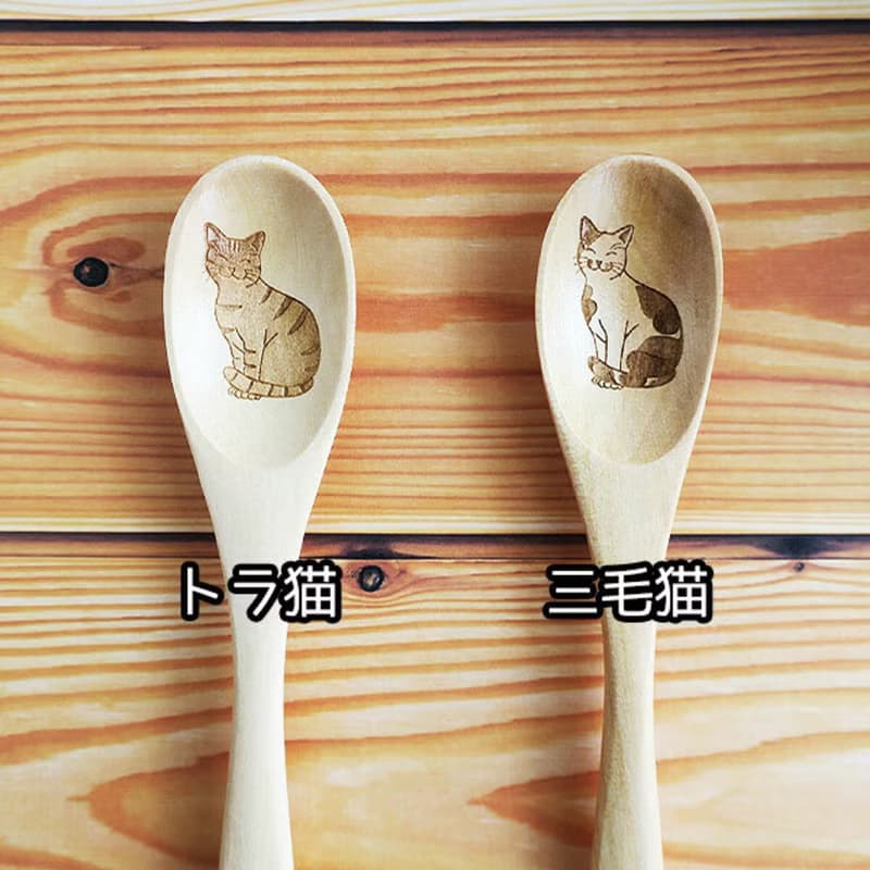 日本猫　三毛猫　と　トラ猫のスプーン2本セット