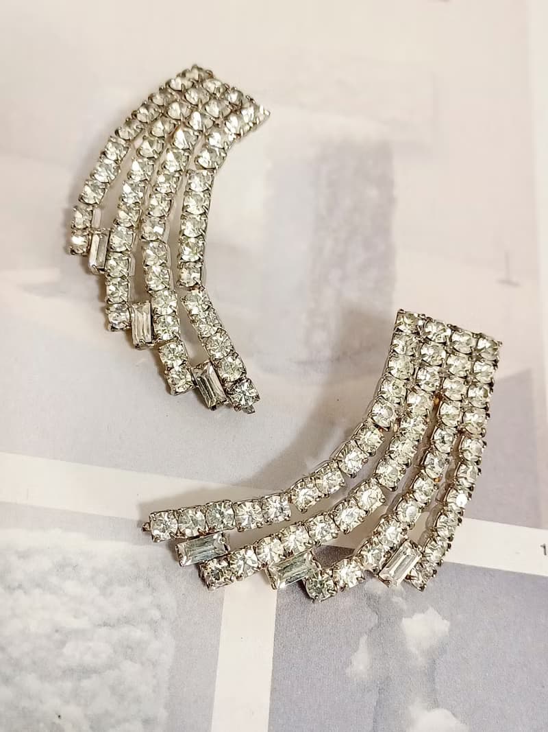 vintage jewelry  華麗璀璨萊茵水鑽 針式耳環