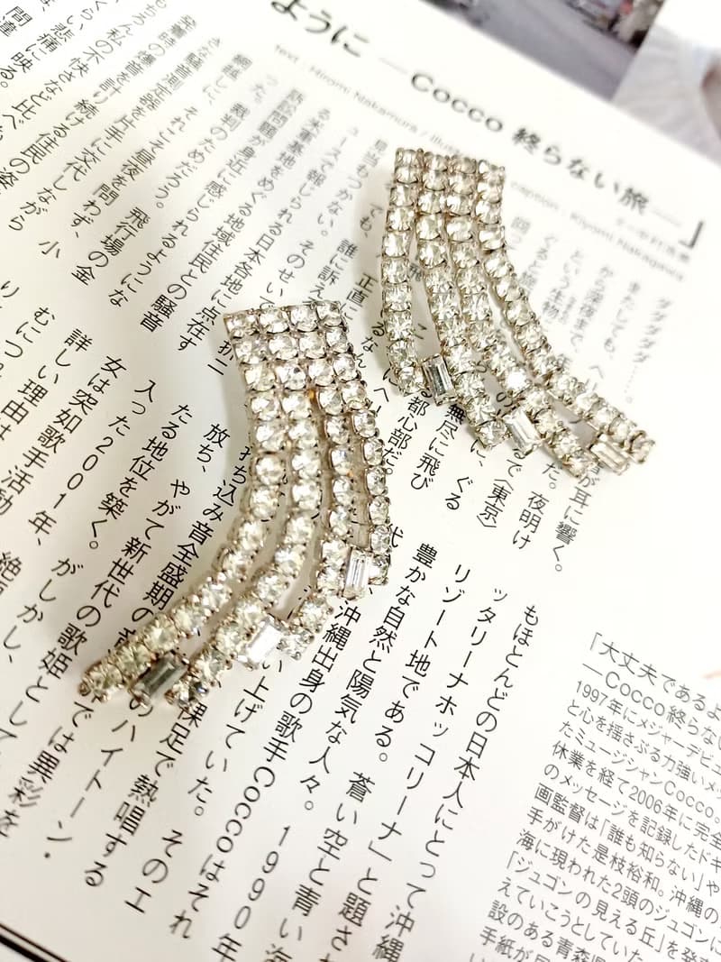 vintage jewelry  華麗璀璨萊茵水鑽 針式耳環
