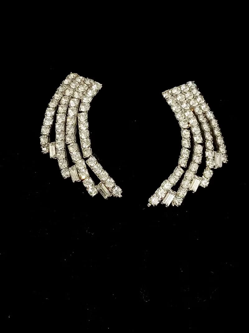 vintage jewelry  華麗璀璨萊茵水鑽 針式耳環