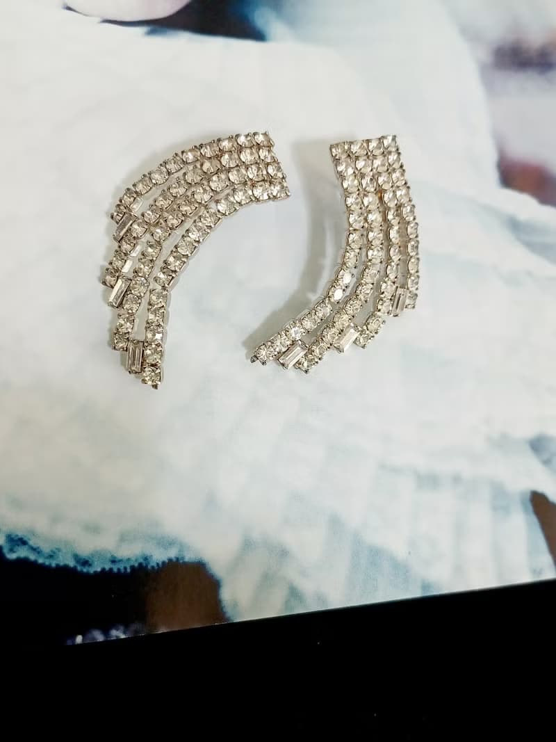 vintage jewelry  華麗璀璨萊茵水鑽 針式耳環