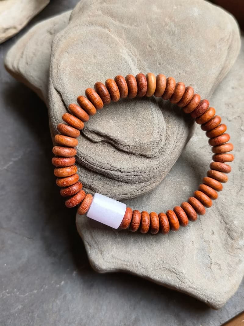 緬甸天然紫羅蘭(桶珠)翡翠 平安扣花梨木珠 手鍊手串