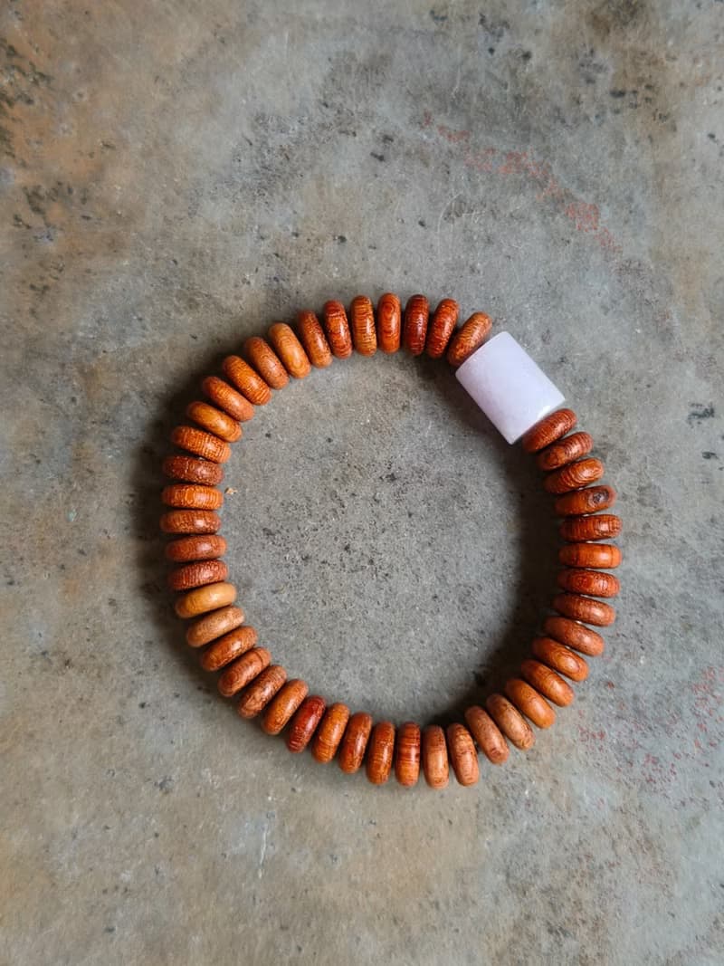 緬甸天然紫羅蘭(桶珠)翡翠 平安扣花梨木珠 手鍊手串