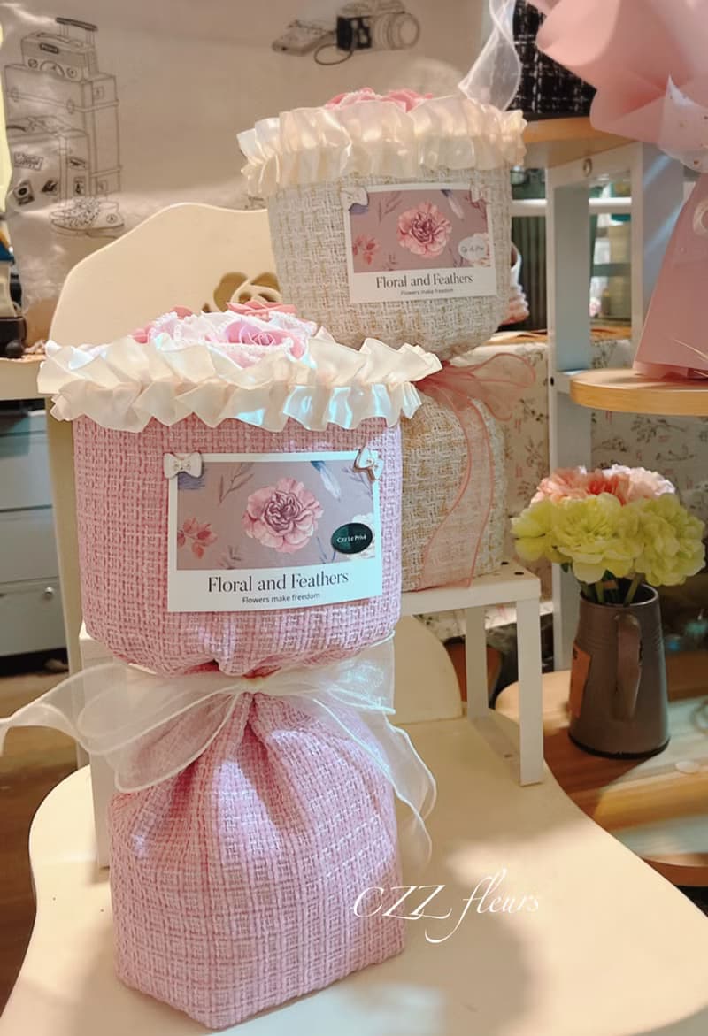 小香風永生花花束 高顏值玫瑰 圓形花束 情人節 告白求婚 生日禮