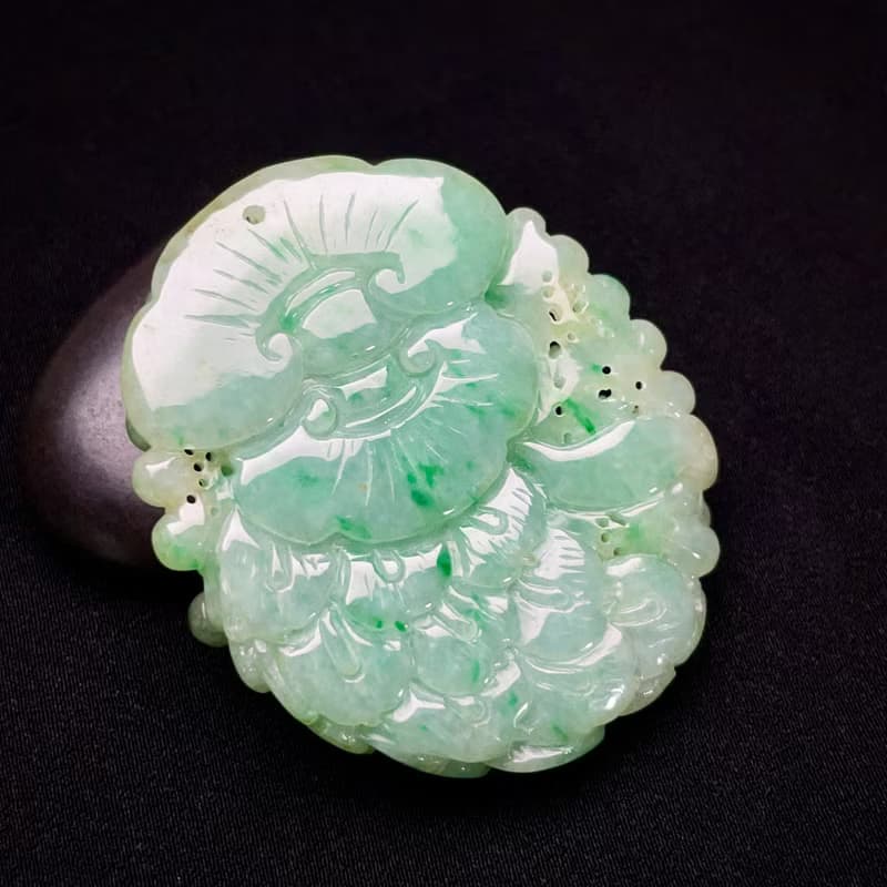 飄陽綠翡翠巧雕鳳穿牡丹 | 天然緬甸玉翡翠A貨 | 送禮