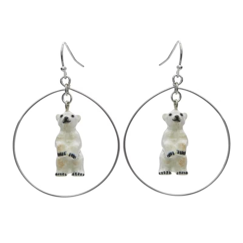 AndMary 手繪瓷耳環-北極熊禮盒裝 Standing Polar Bear Earrings